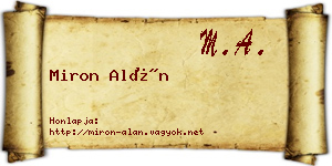 Miron Alán névjegykártya